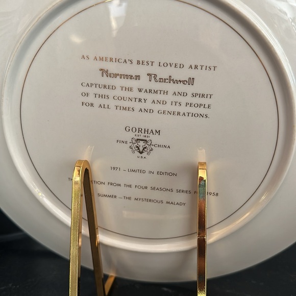 Set of 2 Norman Rockwell Gorham China 1971 4 Seasons Limited Edition Plates - Picture 9 of 9